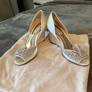 Badgley Mischka Crystal Peep Toe Wedding Wedge